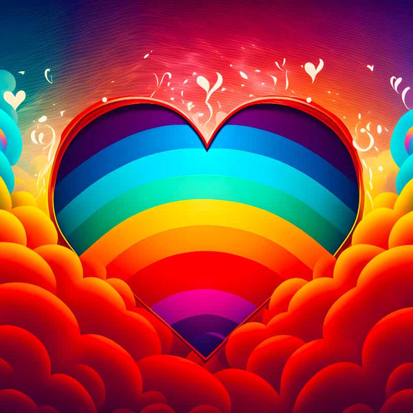 Vibrant Heart Diamond Painting with Colorful Clouds - AB Diamond Painting Kits for Paint by Numbers Art