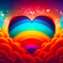Vibrant Heart Diamond Painting with Colorful Clouds - AB Diamond Painting Kits for Paint by Numbers Art