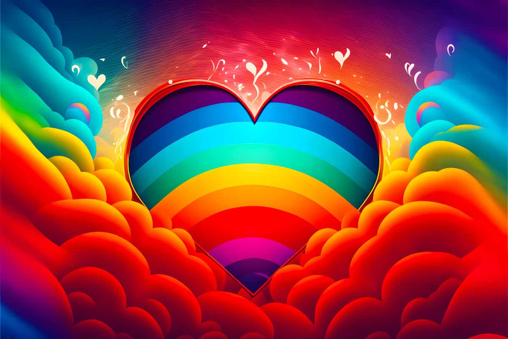 Vibrant Heart Diamond Painting with Colorful Clouds - AB Diamond Painting Kits for Paint by Numbers Art