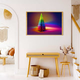 Malen nach Zahlen - Bunter Weihnachtsbaum, Abstrakt - hochwertige Leinwand - Abstrakt, Horizontal, Weihnachten