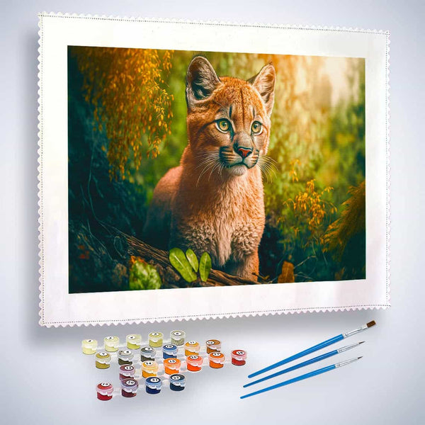 Malen nach Zahlen - Beobachtender Luchs - hochwertige Leinwand - Horizontal, Luchs, Tiere