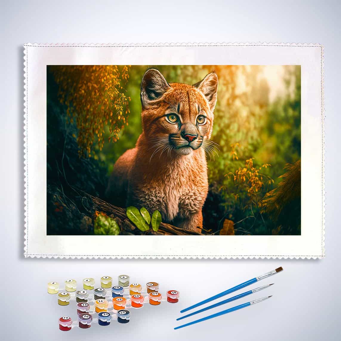 Malen nach Zahlen - Beobachtender Luchs - hochwertige Leinwand - Horizontal, Luchs, Tiere