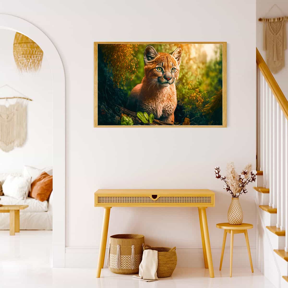 Malen nach Zahlen - Beobachtender Luchs - hochwertige Leinwand - Horizontal, Luchs, Tiere