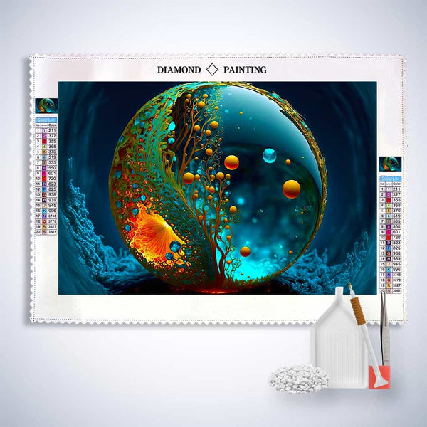 Diamond Painting Kits - Drops World design featuring sparkling acrylic diamonds and professional canvas for paint by numbers enthusiasts.