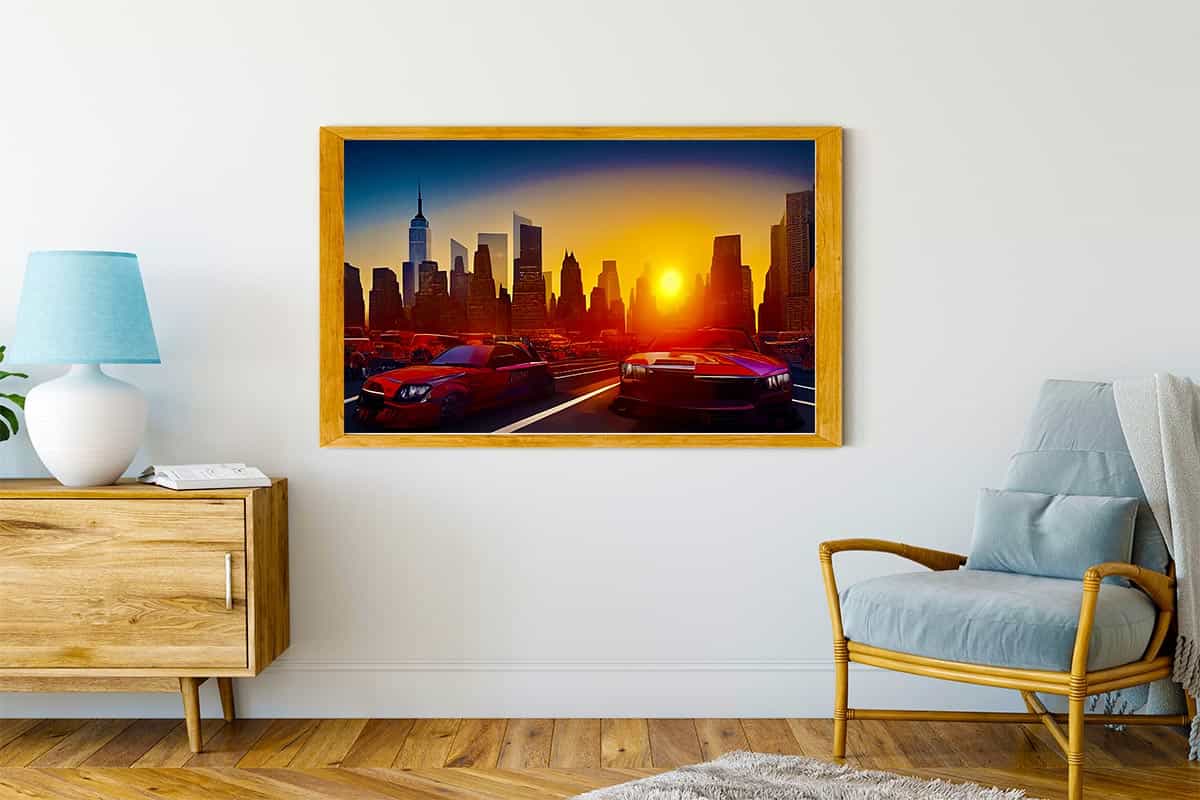 Malen nach Zahlen - Skyline im Sonnenuntergang - hochwertige Leinwand - Auto, Horizontal, Neu eingetroffen, Städte
