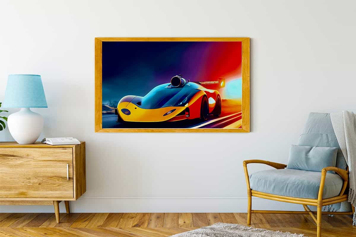 Malen nach Zahlen - Gelber Rennwagen - hochwertige Leinwand - Auto, Horizontal