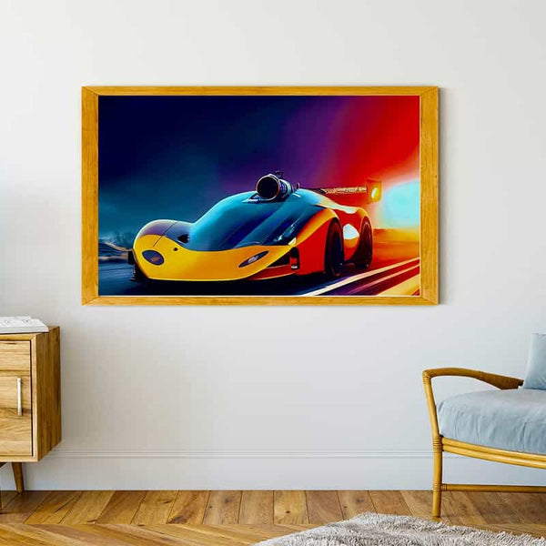 Malen nach Zahlen - Gelber Rennwagen - hochwertige Leinwand - Auto, Horizontal