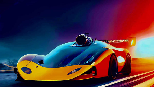 Malen nach Zahlen - Gelber Rennwagen - hochwertige Leinwand - Auto, Horizontal