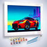 Malen nach Zahlen - Sportauto, Orange - hochwertige Leinwand - Auto, Horizontal