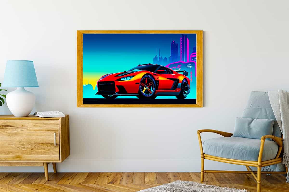 Malen nach Zahlen - Sportauto, Orange - hochwertige Leinwand - Auto, Horizontal