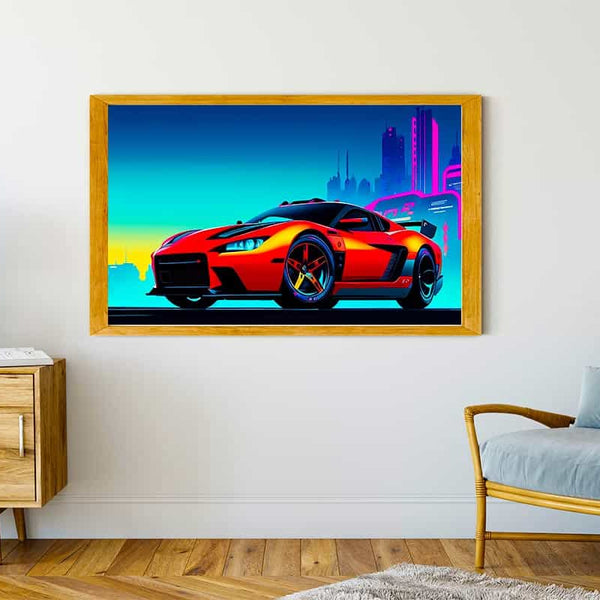 Malen nach Zahlen - Sportauto, Orange - hochwertige Leinwand - Auto, Horizontal