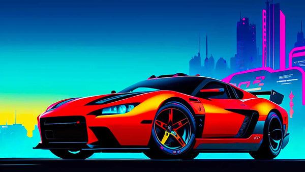 Malen nach Zahlen - Sportauto, Orange - hochwertige Leinwand - Auto, Horizontal