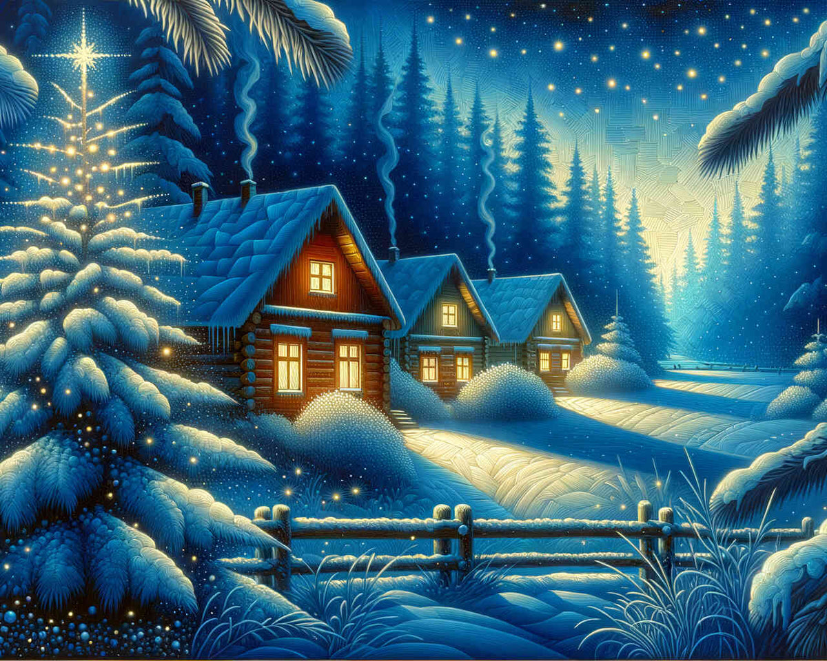 Paint by Numbers - House in winter forest
