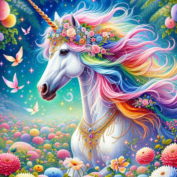Paint by Numbers - Rainbow unicorn with jewelry