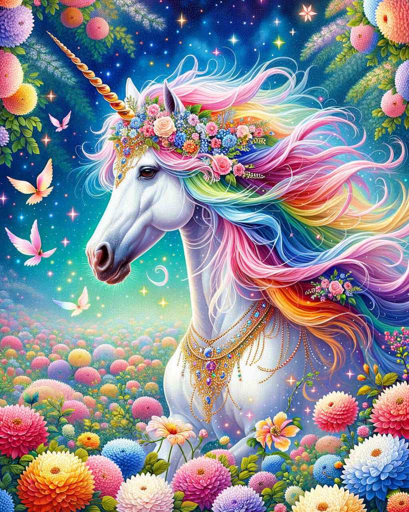 Paint by Numbers - Rainbow unicorn with jewelry