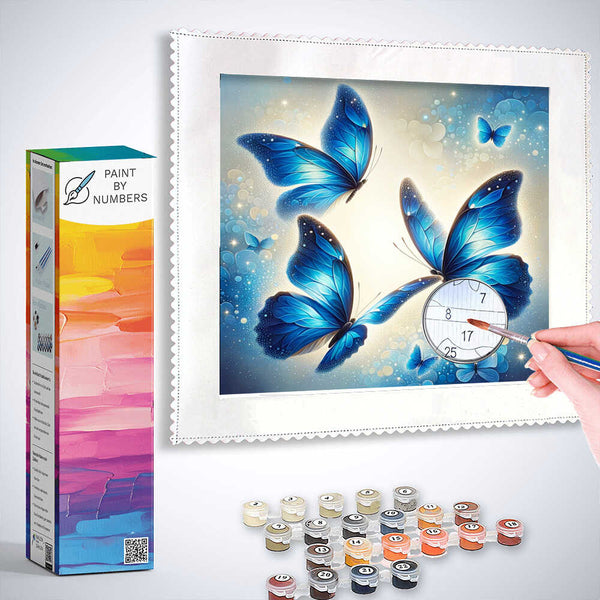 Paint by Numbers - Three Blue Butterflies
