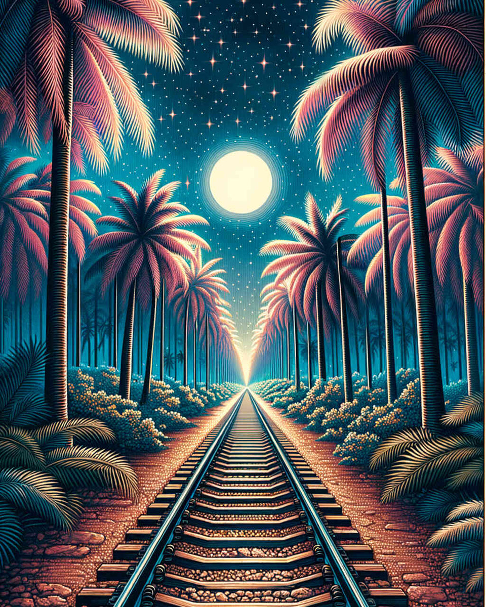 Paint by Numbers - Palm Forest with Rails