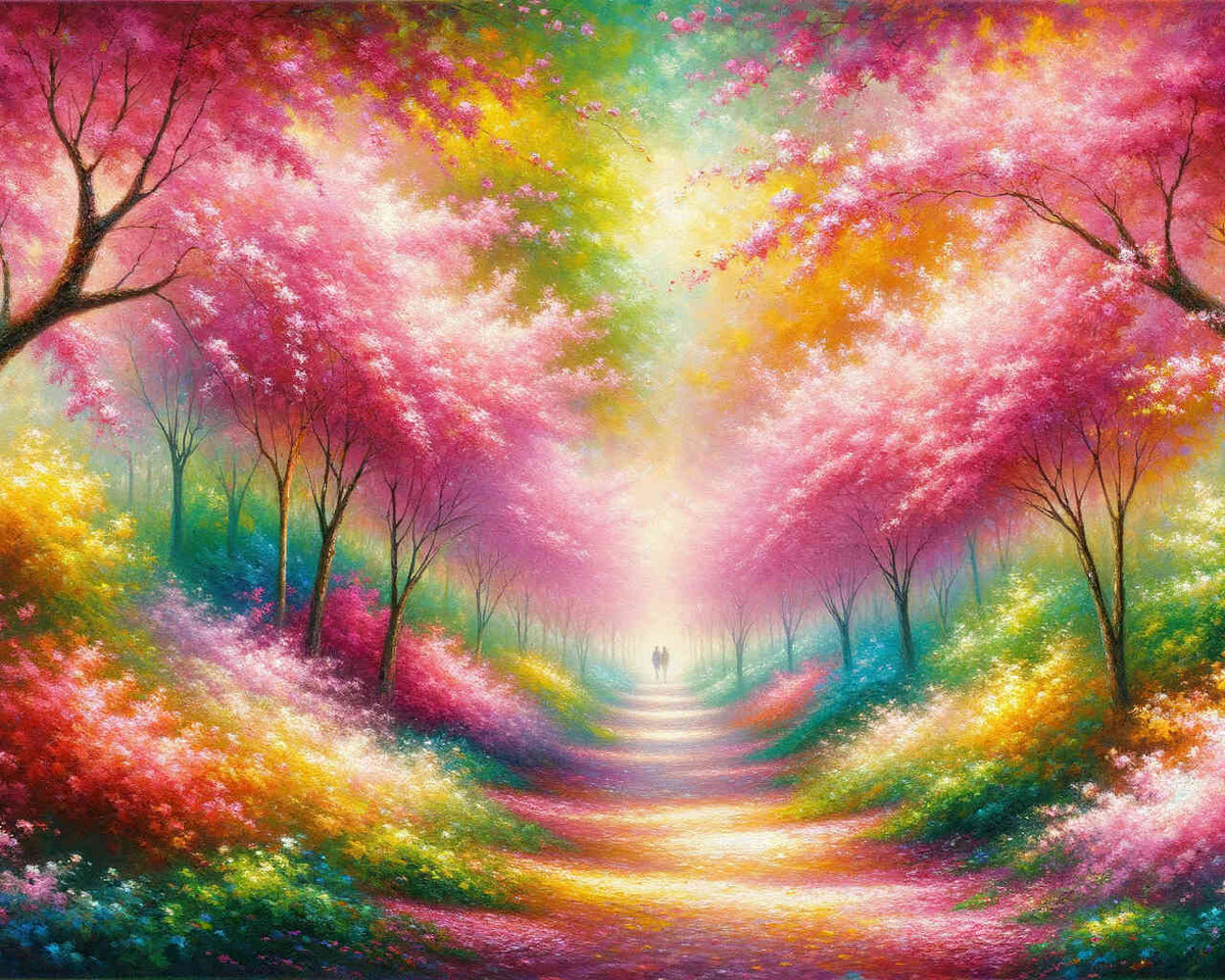 Paint by Numbers - Romantic cherry tree path