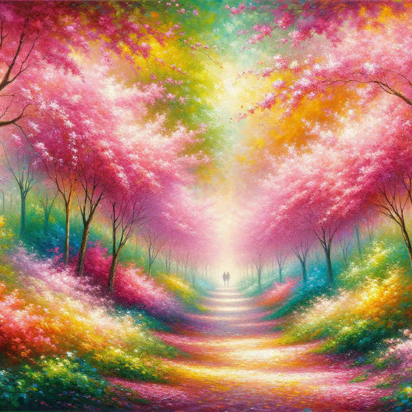 Paint by Numbers - Romantic cherry tree path
