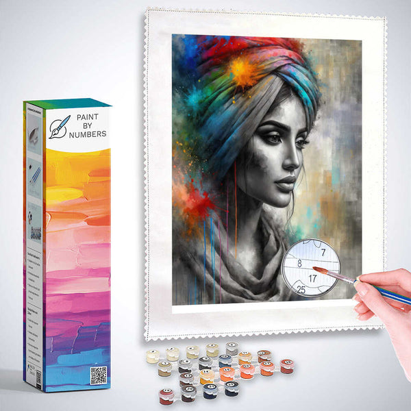 Woman with colorful turban - Paint by Numbers
