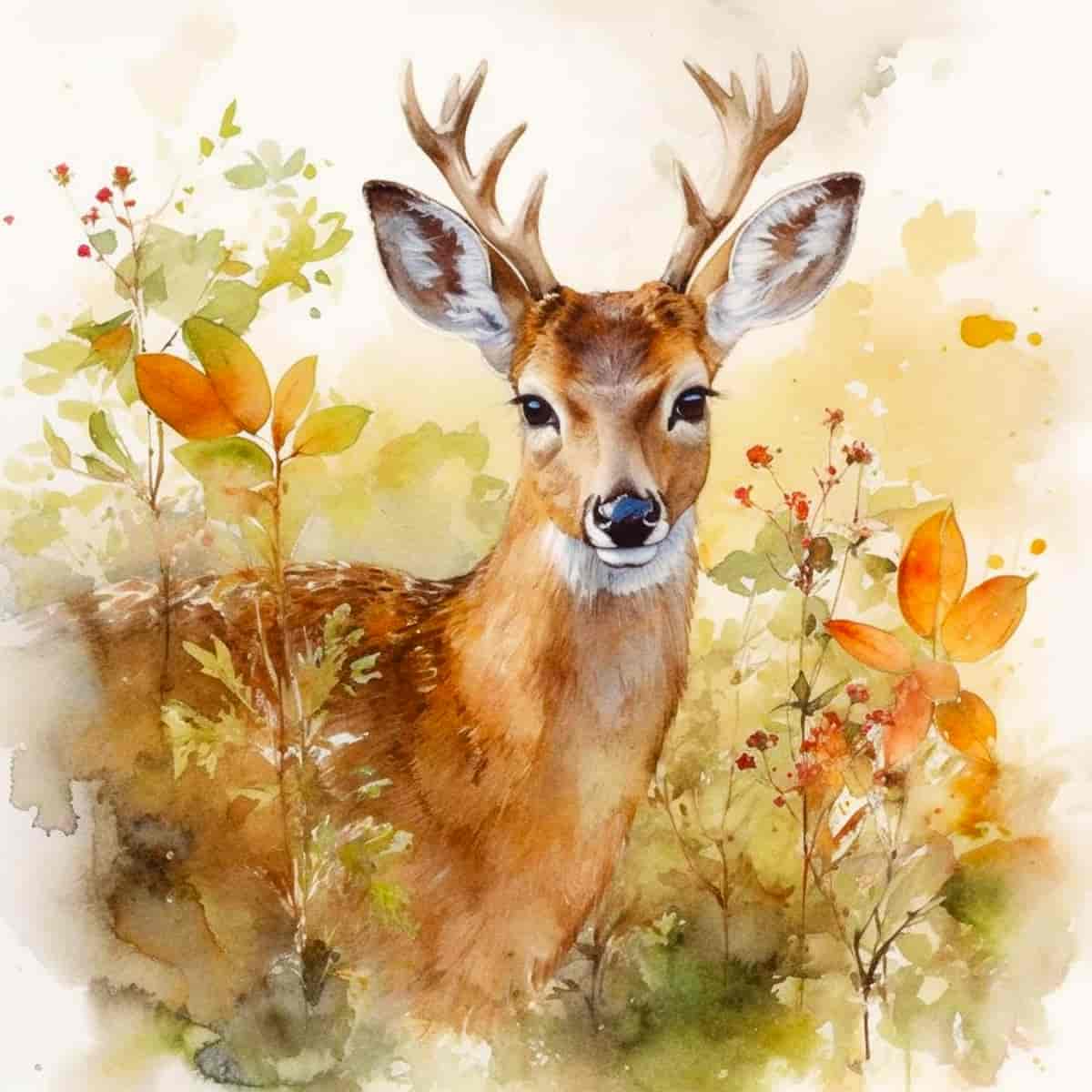 Malen nach Zahlen - Waldbewohner im Gleichklang - hochwertige Leinwand - 170523, Aquarell, Neu eingetroffen, Quadratisch, Reh, Tiere