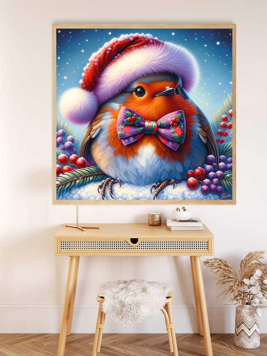 Paint by Numbers - Robin with Christmas hat