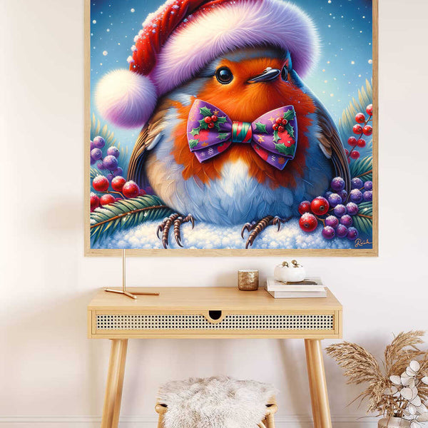 Paint by Numbers - Robin with Christmas hat