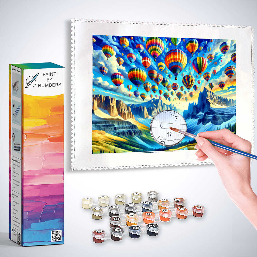 Paint by Numbers - Hot air balloon, Colorful