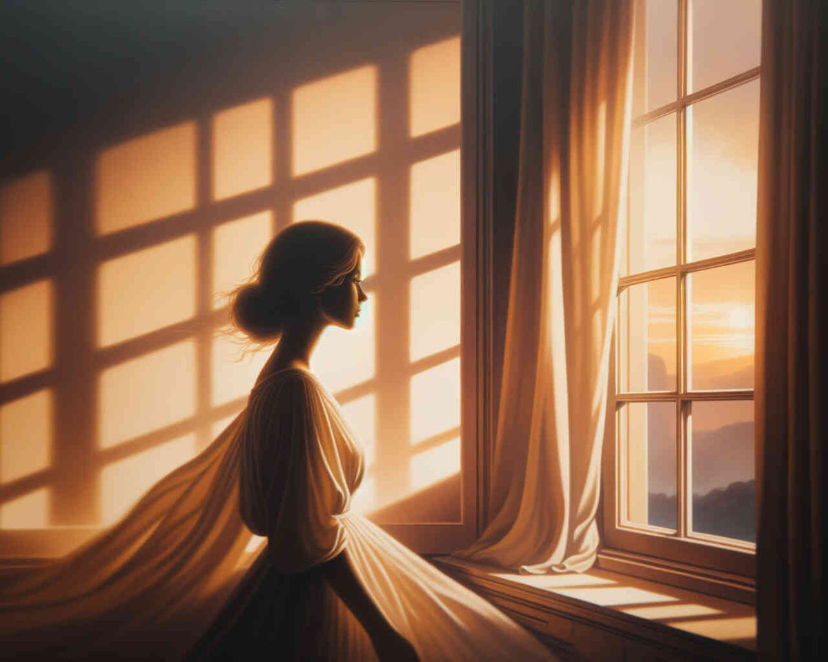 Woman looks out of window - Paint by Numbers