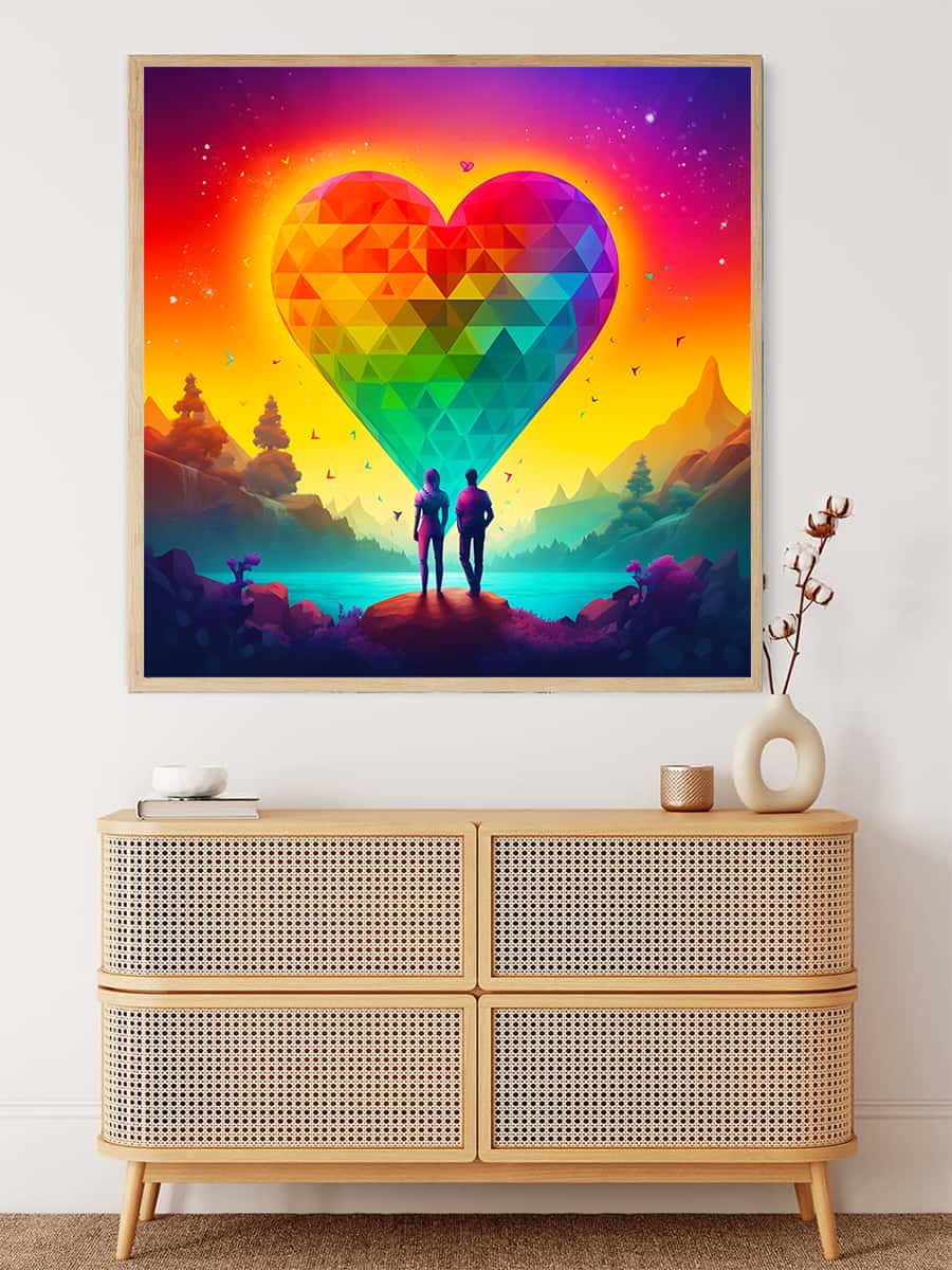 AB Diamond Painting - Paar unter Diamantherz - gedruckt in Ultra-HD - AB Diamond, Herz, Liebe, Menschen, Neu eingetroffen, Quadratisch