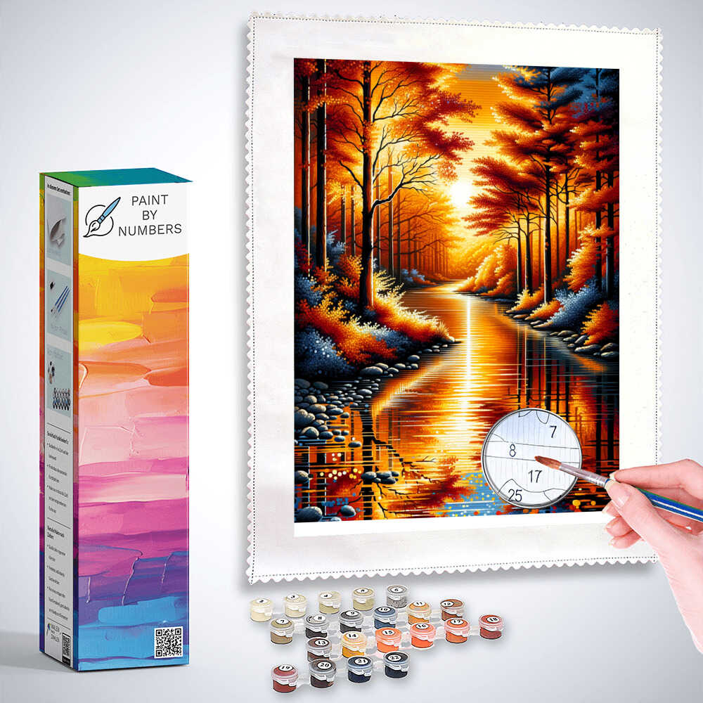 Paint by Numbers - Autumn forest, river