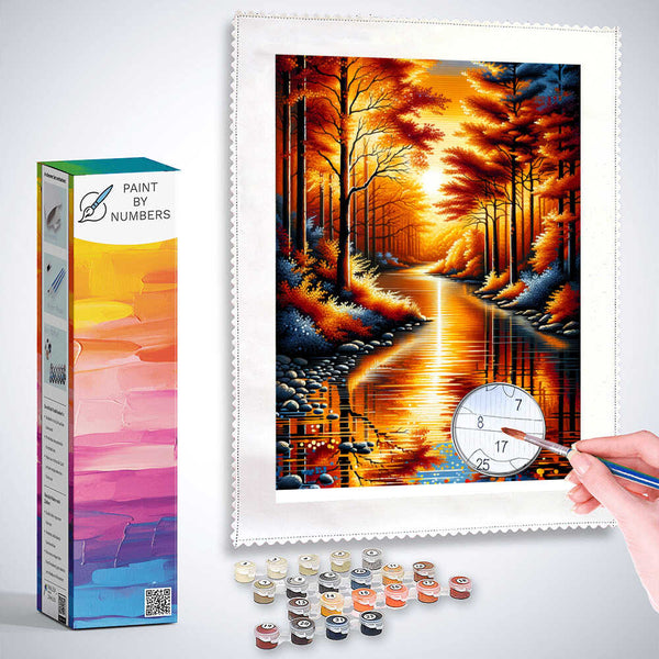 Paint by Numbers - Autumn forest, river