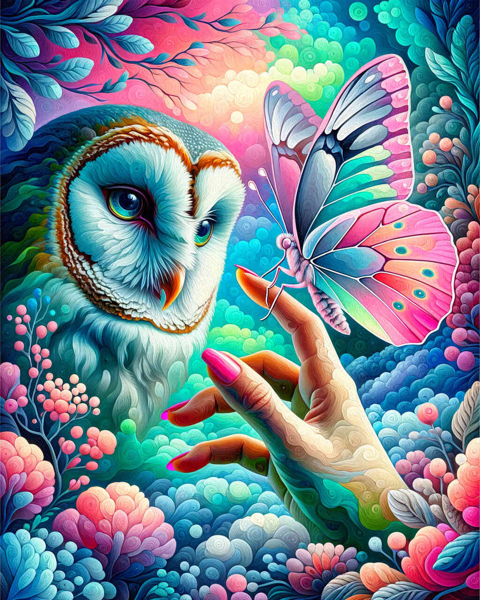 Paint by Numbers - Butterfly with owl