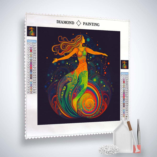 Diamond Painting - Frau Neon Tanzt - gedruckt in Ultra-HD - Menschen, Neu eingetroffen, Quadratisch