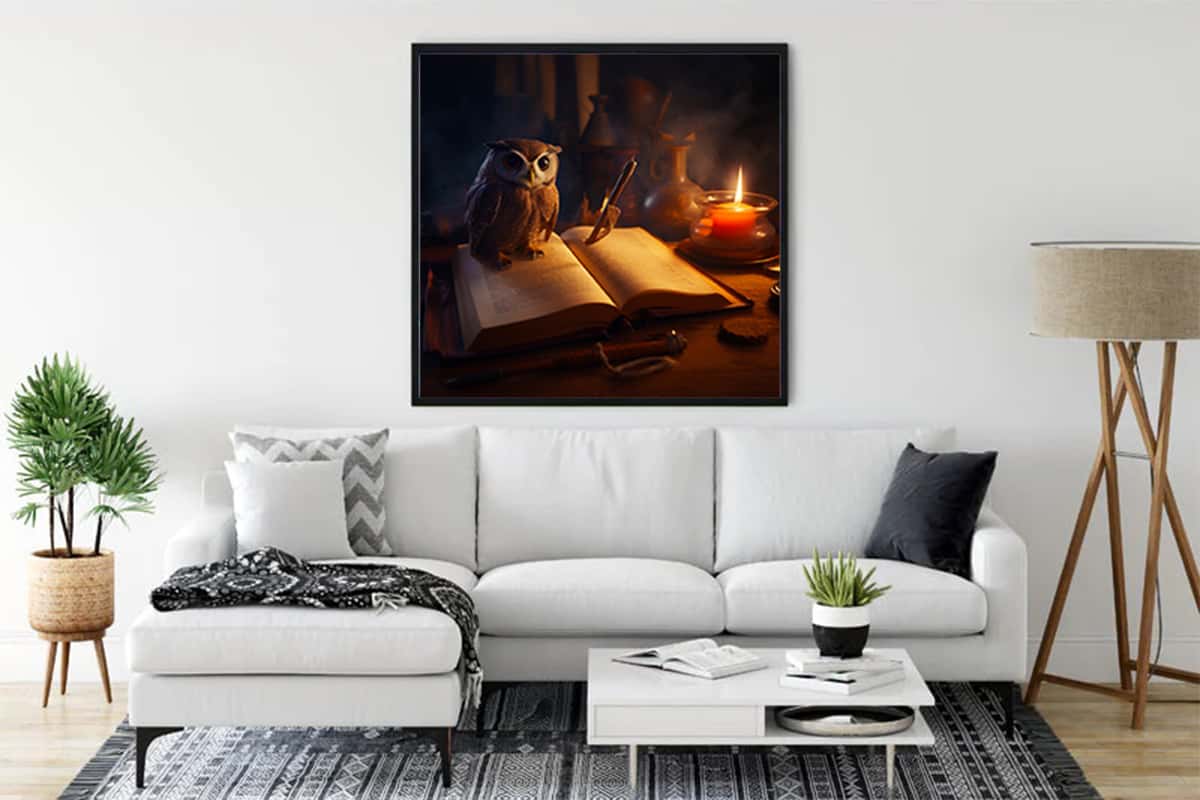 Malen nach Zahlen - Eule Kerzenschein - hochwertige Leinwand - 170523, eule, fantasy, harry potter, Neu eingetroffen, Quadratisch, tiere