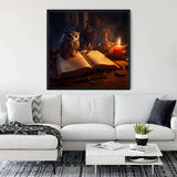 Malen nach Zahlen - Eule Kerzenschein - hochwertige Leinwand - 170523, eule, fantasy, harry potter, Neu eingetroffen, Quadratisch, tiere