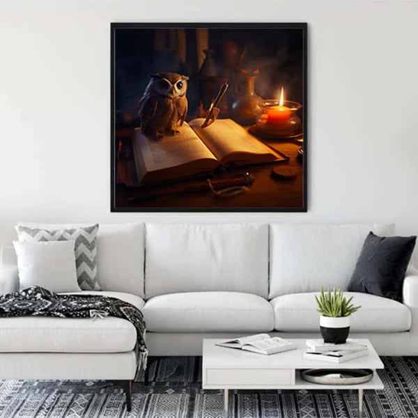 Malen nach Zahlen - Eule Kerzenschein - hochwertige Leinwand - 170523, eule, fantasy, harry potter, Neu eingetroffen, Quadratisch, tiere