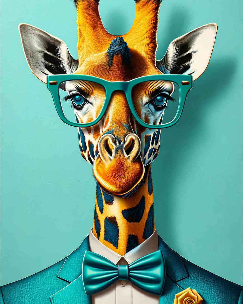 Paint by Numbers - Giraffe with bow tie and glasses