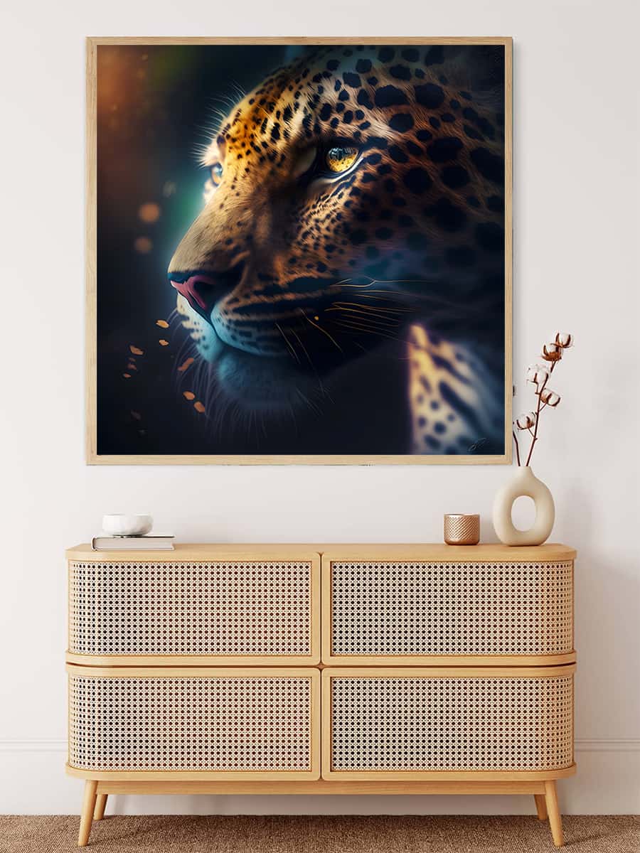 Diamond Painting - Seitlicher Blick vom Leopard - gedruckt in Ultra-HD - Leopard, Neu eingetroffen, Quadratisch, Tiere