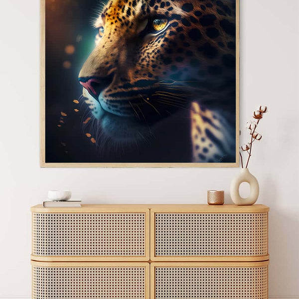 Diamond Painting - Seitlicher Blick vom Leopard - gedruckt in Ultra-HD - Leopard, Neu eingetroffen, Quadratisch, Tiere