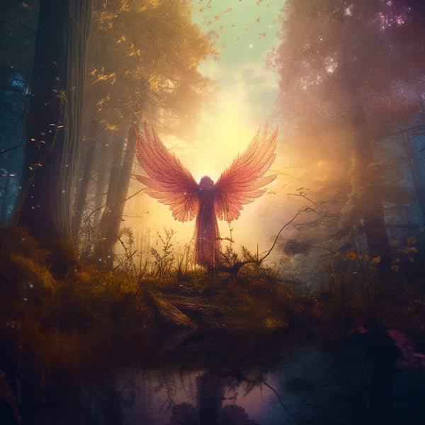 Enchanting Diamond Painting Kit featuring a Nature Angel in a mystical forest, perfect for Paint by Numbers enthusiasts.