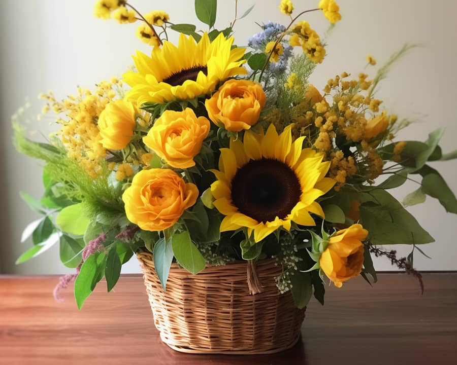 Sunflowers, basket - Paint by Numbers