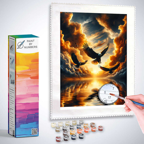 Paint by Numbers - Three eagles in flight