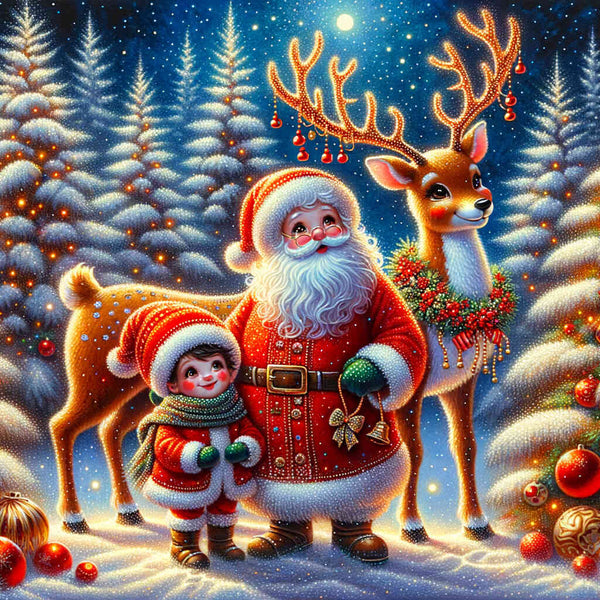 Santa Claus with moose - Paint by Numbers