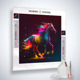 AB Diamond Painting Kit - Colorful Horse Design on Professional Canvas with Tools for Paint by Numbers Art