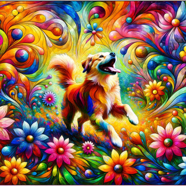 Dog, flowers - Paint by Numbers