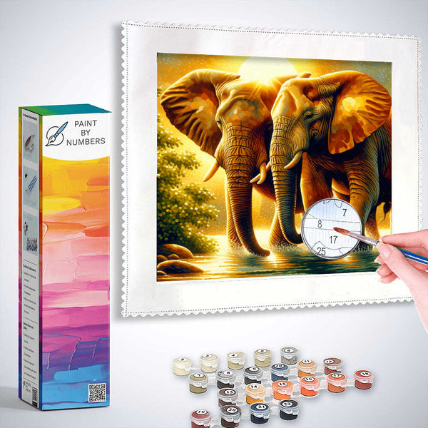 Paint by Numbers - Elephant Couple Africa