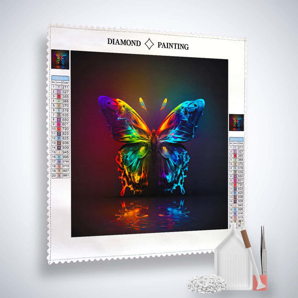 AB Diamond Painting Kit - Butterfly Reflect design on canvas with tools - Paint by Numbers art kit with sparkling acrylic diamonds.