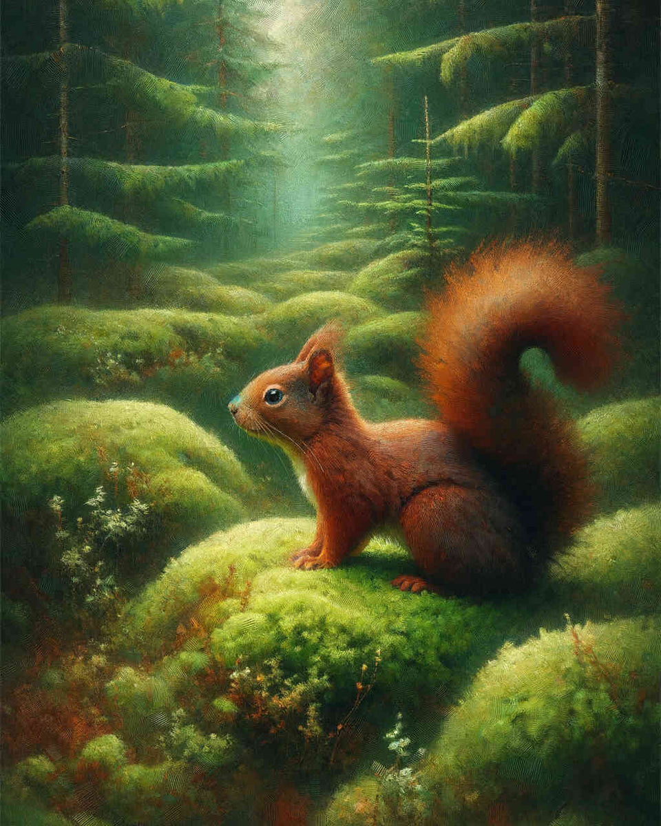 Paint by Numbers - Squirrel on moss