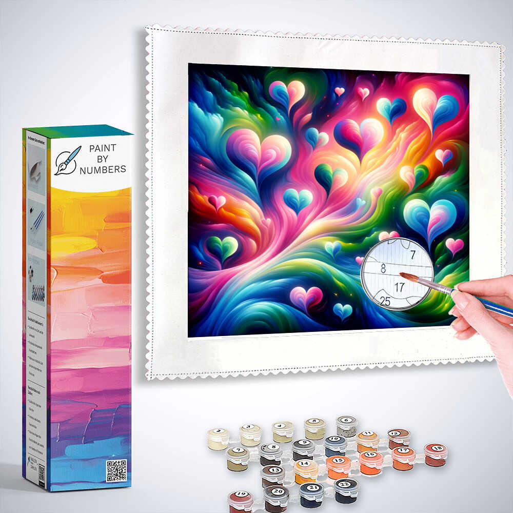 Paint by Numbers - Colorful hearts